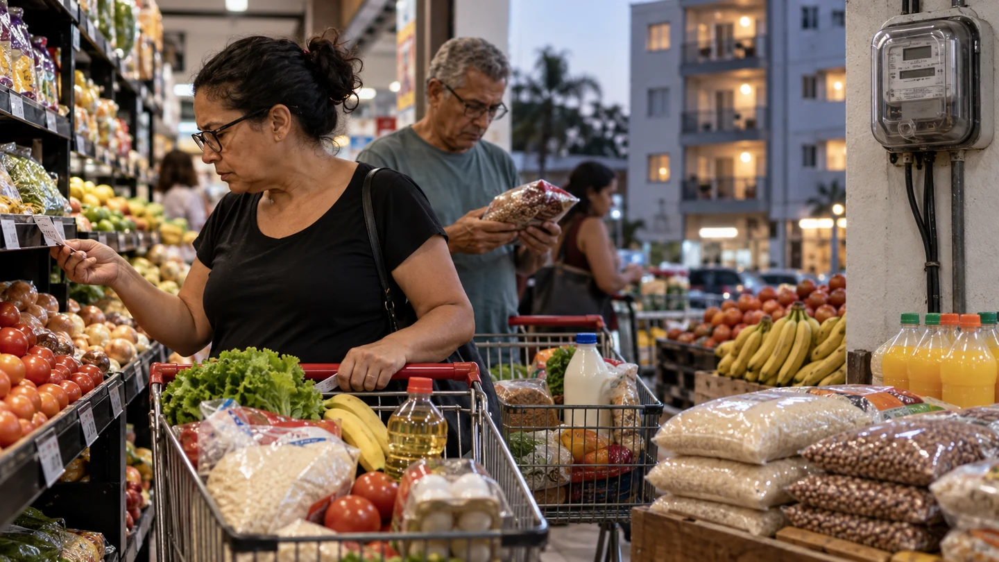 Imagem editorial representando: Alimentação e bebidas lideram pressão no IPCA-15 de outubro