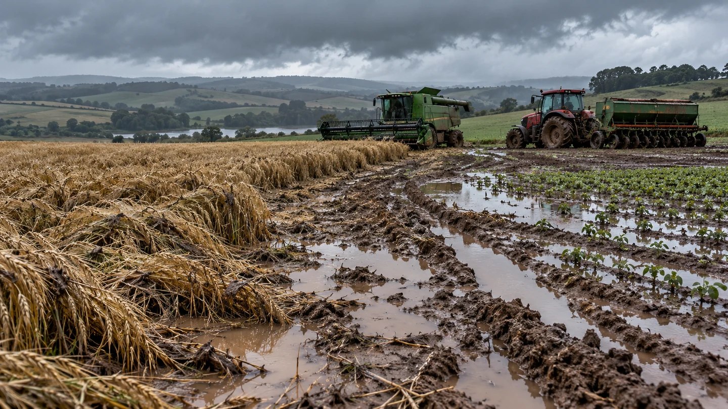 Imagem editorial representando: Chuvas no Paraná aumentam custos de produção e geram prejuízos no campo