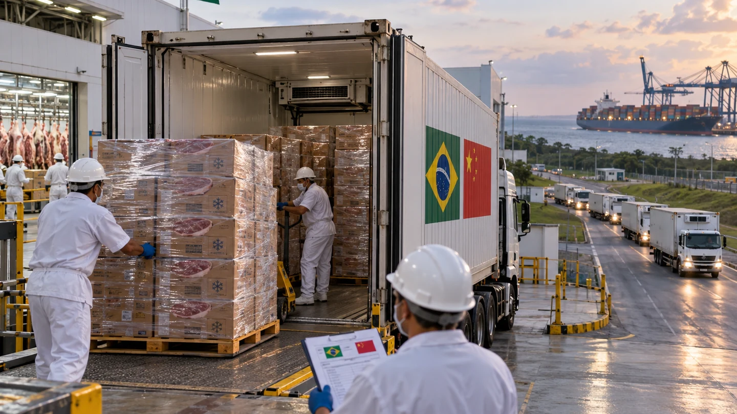 Imagem editorial representando: Nordeste realiza primeiro embarque de carne bovina para a China
