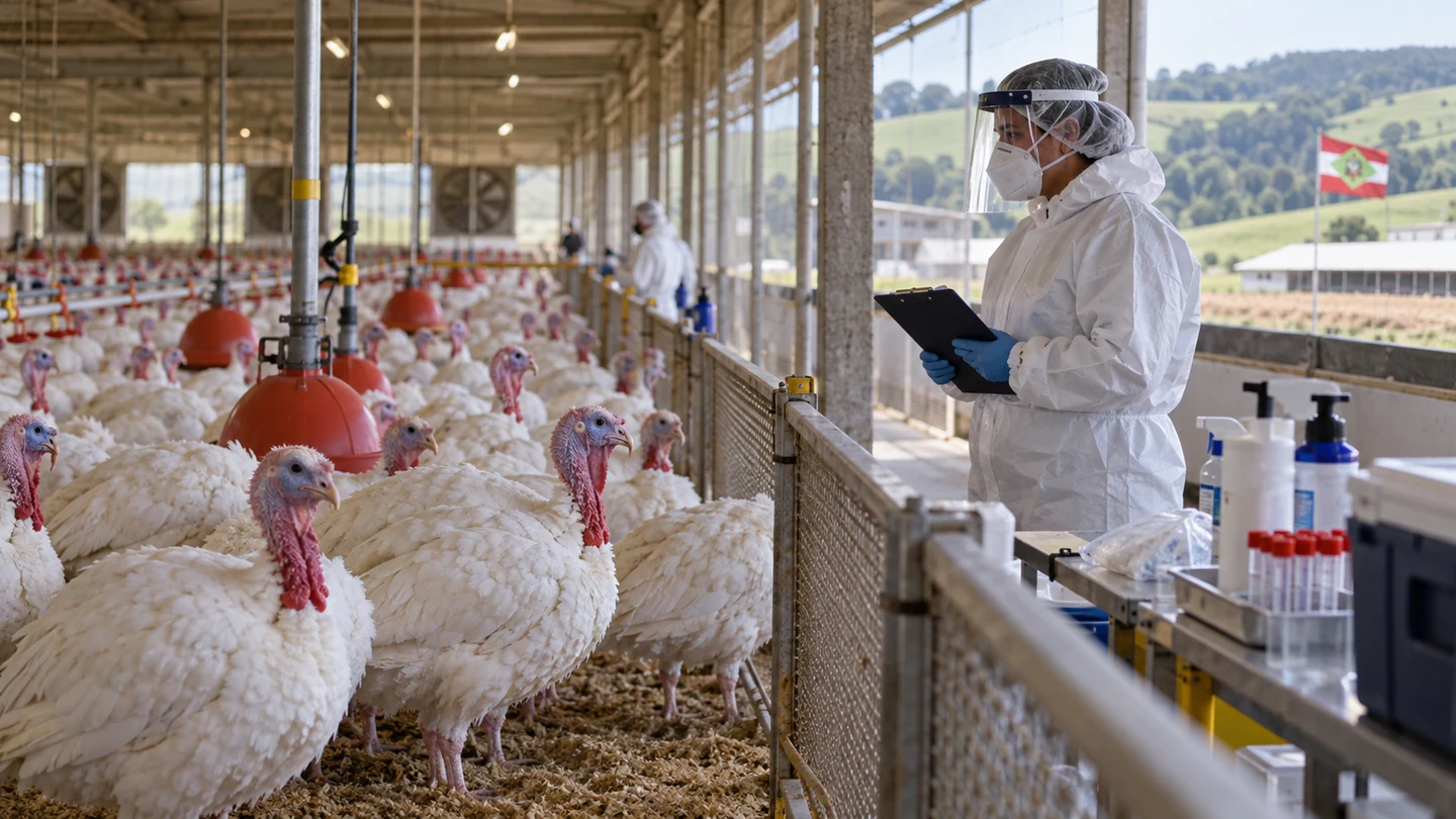 Imagem editorial representando: Pode atingir humanos? Entenda a doença registrada em granja de perus em SC