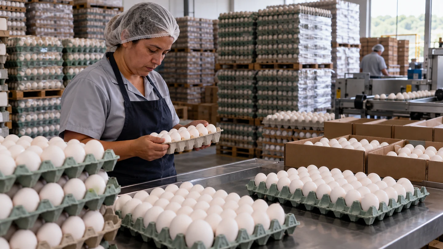 Imagem editorial representando: Preços dos ovos caem nas regiões produtoras com demanda mais fraca