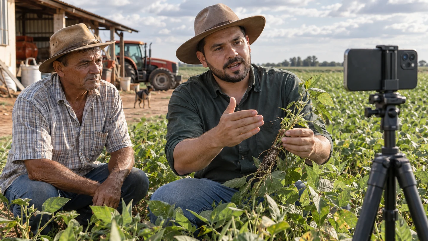 Imagem editorial representando: Produtor vira engenheiro agrônomo para ajudar o pai e hoje soma 7 milhões de seguidores nas redes