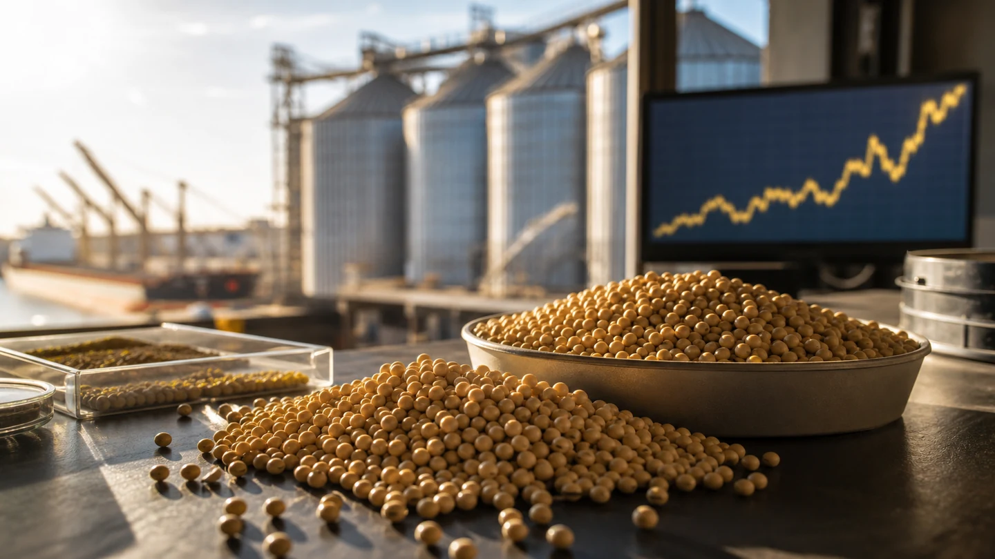 Imagem editorial representando: Soja atinge maior preço de 2026; analista explica os fatores que sustentam a alta da commodity